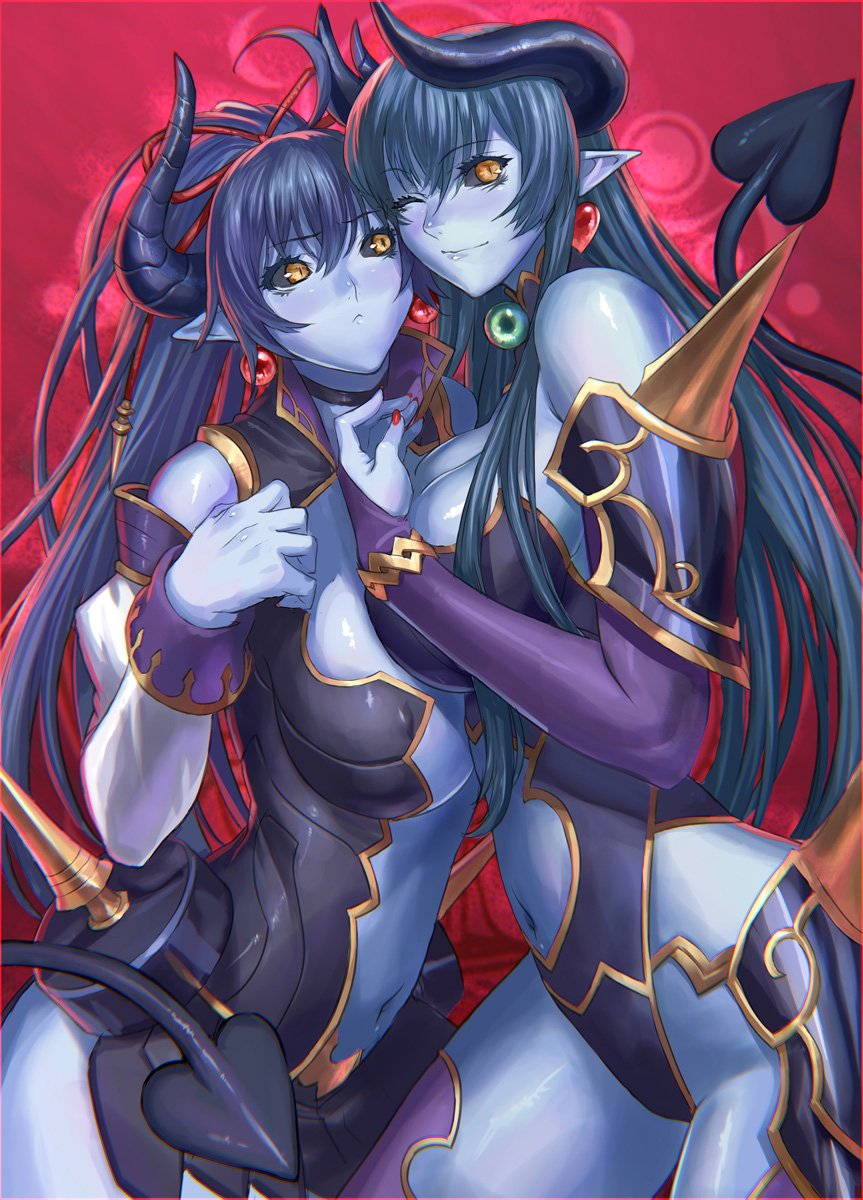 「昔描いたアスタアスモ母娘。ちょこちょこ修正しております。
#神羅界顧録補完計画 」|卵の黄身＠skeb受付中のイラスト