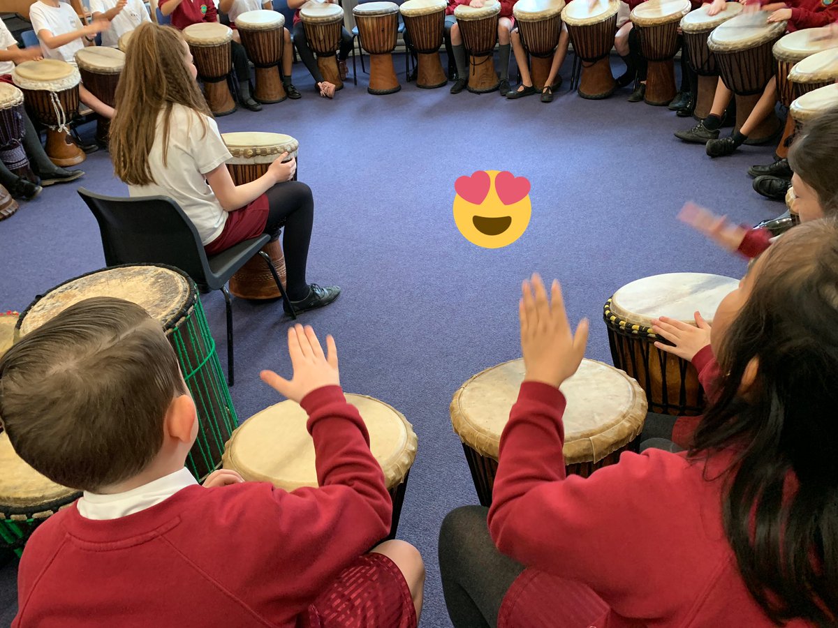 Year6SouthCamPr's tweet photo. Year 6 are enjoying their African drumming session this morning. Great concentration, listening and teamwork shown by all. #africandrumming #MusicEducation https://t.co/kcLIfPfxeB