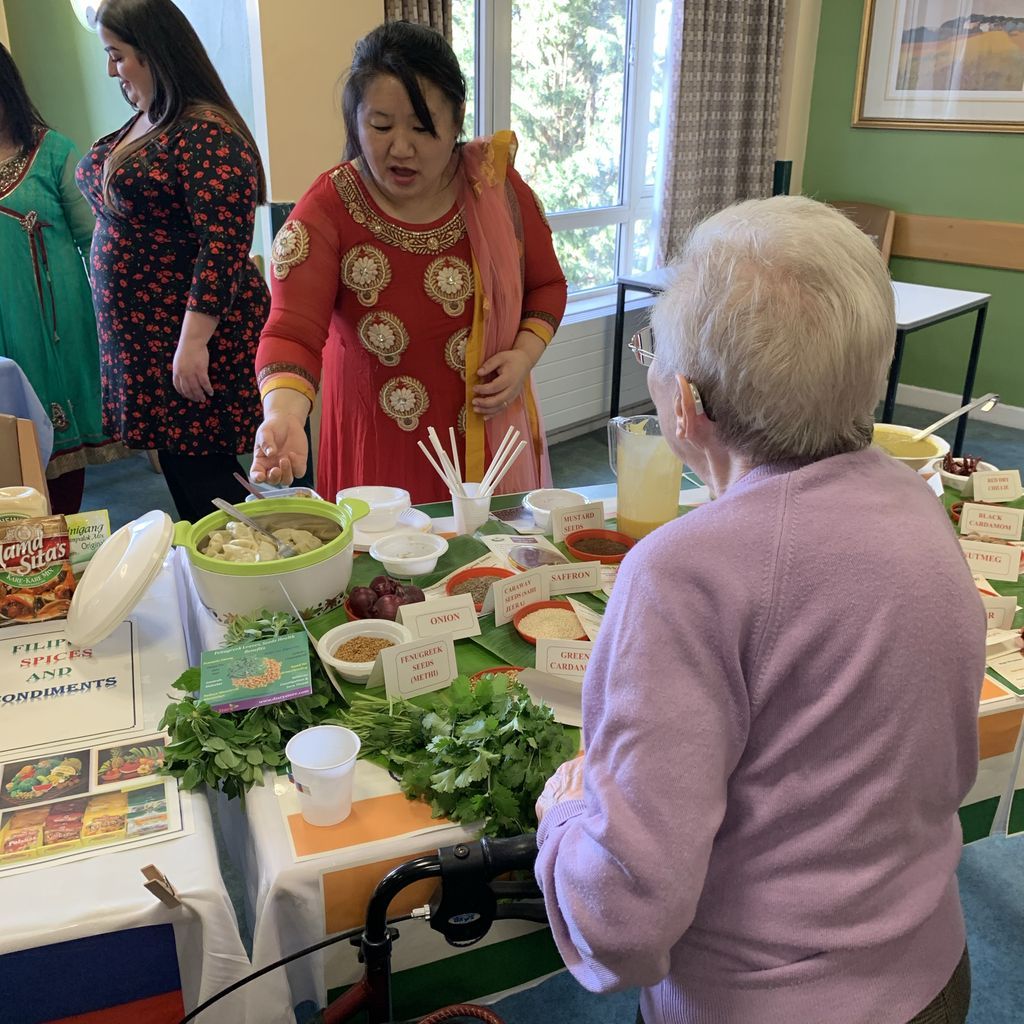 NGHHammerson's tweet photo. It's Nutrition and Hydration week. We have a range of activities over all the home. Wine floor had a wonderful display of international food from the countries the staff are from - food from Nepal, India and Ghana to name a few. @NHWeek #NHWeek2019 #NHW2019 https://t.co/xZ2E3U0L6p