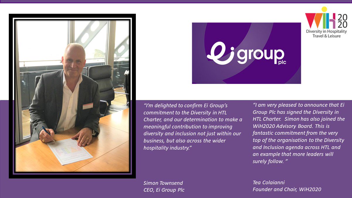 Ei Group is proud to have signed the Diversity in Hospitality, Travel and Leisure Charter, part of the Women in Hospitality, Travel and Leisure 2020 campaign.  More information can be found at: pos.li/2bgwoa