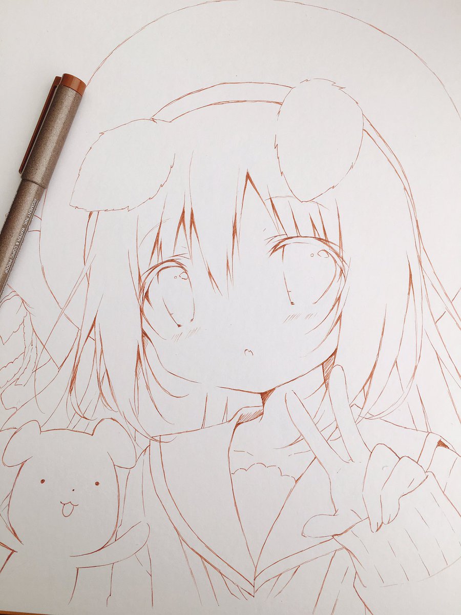 アナログしろいいぬ線画です🖋