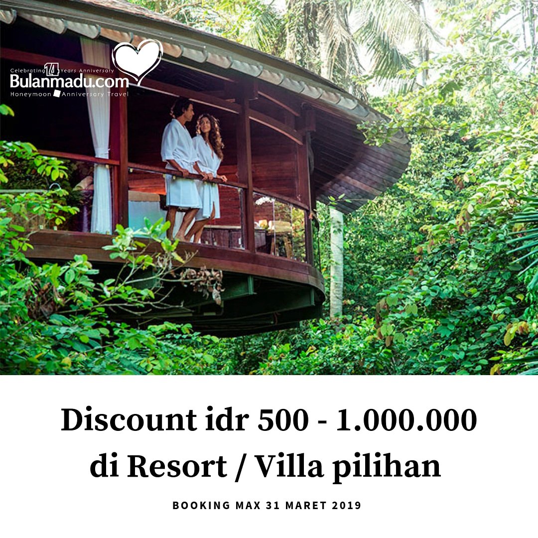 Yuk Honeymoon !!! 
Buat kalian Honeymooners yang mau dapetin Potongan
idr 500.000 - 1.000.000
Yuk booking max 31 Maret 2019 
.
.
<a href="/BulanmaduDotCom/">Bulanmadu.com</a>