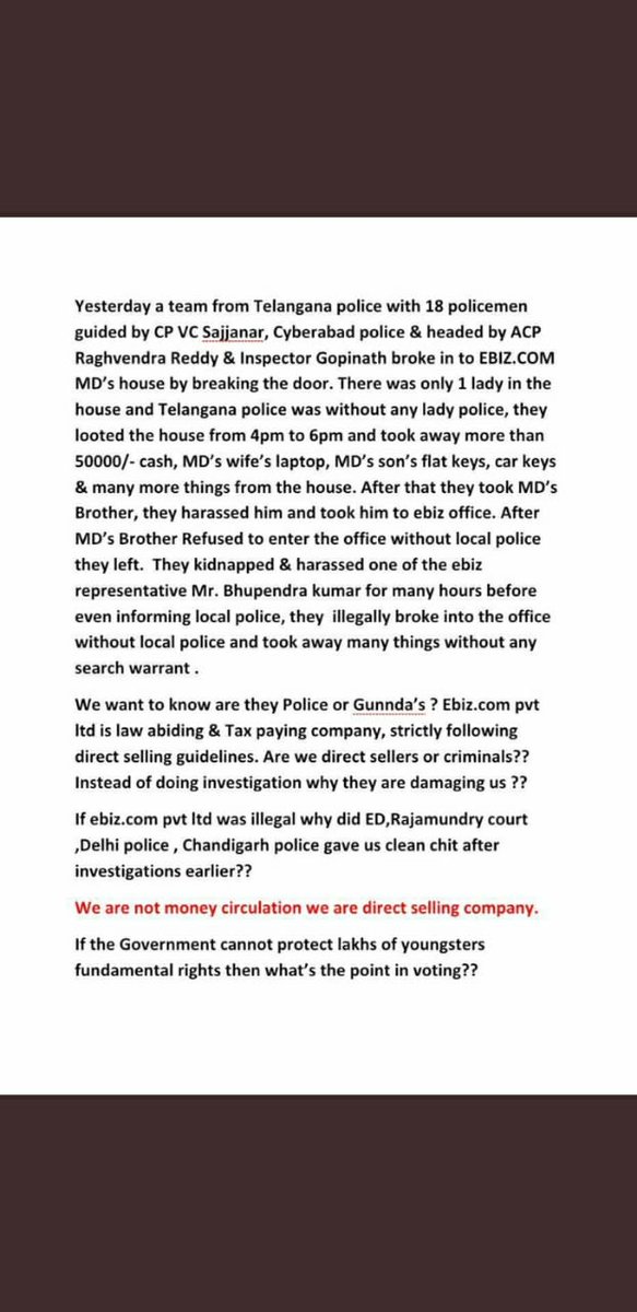 Akanksh80370219's tweet photo. We want justice @KTRTRS @rajnathsingh @arunjaitley @smritiirani @ani @pti @TelanganaDGP @SushmaSwaraj
#justice4ebiz #nota https://t.co/NhpQ5fIUXe