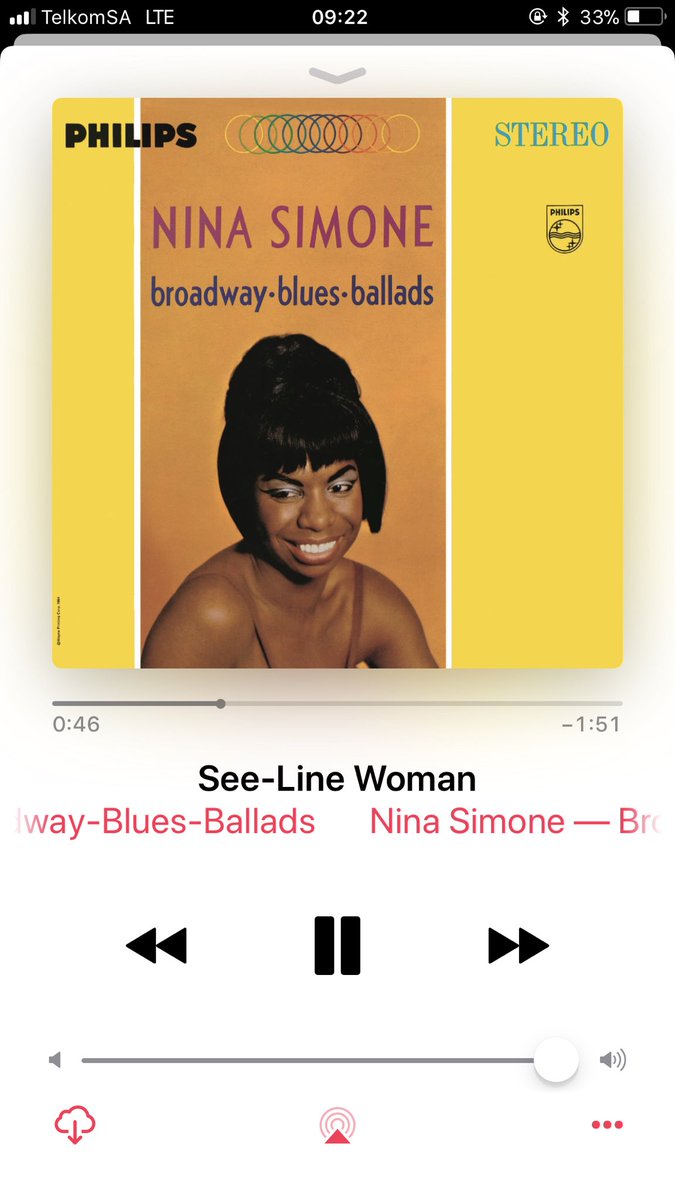 Nomashenge's tweet photo. “Empty his pockets (See-line)
And wreck his days (See-line)
Make him love her (See-line)
Then she away (See-line)”
#Simone
#MsNinaSimone
#NinaSimone
#SeeLineWoman
#Blues
#Music
#Narrative
#DopeShit https://t.co/kJAlvNjigF