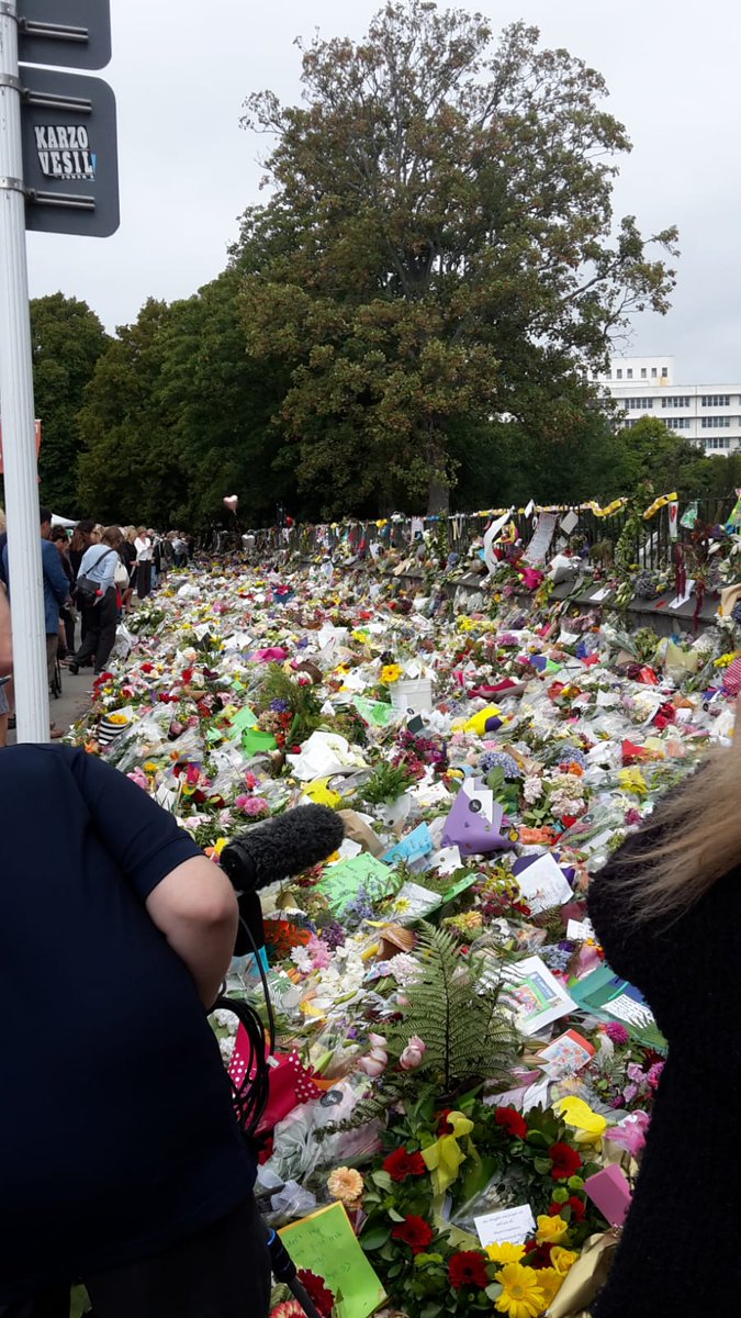 HazardEducation's tweet photo. Flowers at the memorial for the people who died in Christchurch. https://t.co/5NN4EjBv1L