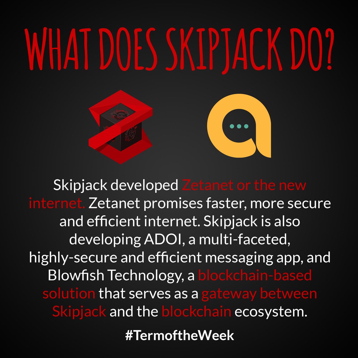 SkipjackEncryp's tweet photo. Skipjack is innovation. Skipjack is the future.
#Skipjack #Encrypblock #Zetanet https://t.co/gn8K8CFaZs