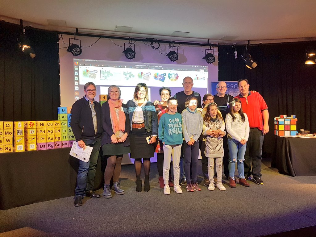 miquelduran's tweet photo. Goita quina foto de grup amb tothom que va pujar abans d'ahir a l'escenari del @caixaforum_cat Tarragona #mendsec #magsci #aitp2019 per l'espectacle amb @fblascoxyz https://t.co/18CSTw60I2