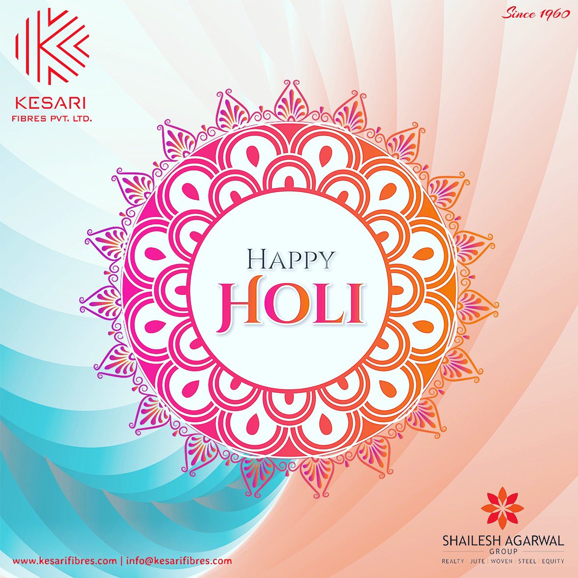 KesariFibres's tweet photo. Happiness is the most beautiful color in life which we wish should stay forever. Happy Holi🌈

#HappyHoli #Holi2019 #KesariFibres #KFPL #MakeinIndia #packaging #Polypropolene #WovenBags #PPsacks #Wovensacks #Rice #BOPPbags #Design #Printing #packagingbags #Agriculture  #Ricebags https://t.co/u39E0pZRiT