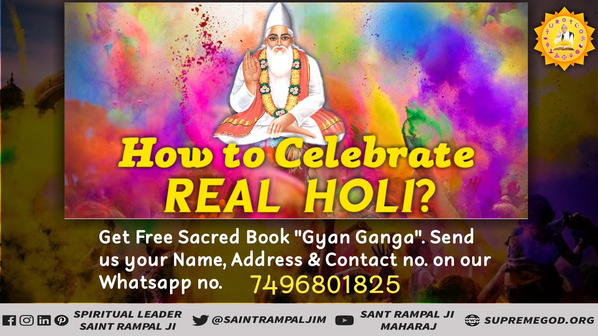 das_malkhan's tweet photo. #HappyHoli
#holi2019 

Have you ever played Holi with Supreme God?
Must know who He is!

Watch MH1 Shraddha tv at 2 pm https://t.co/hMcYyRpRrT