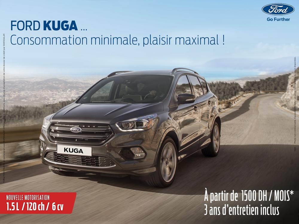 Consommation minimale, plaisir maximal! N'attendez plus le #FordKuga est disponible à partir de 1500 dhs/mois*, et profitez également 3 ans d’entretien inclus! Réservez votre test drive ici: fordpromo.ma/kuga