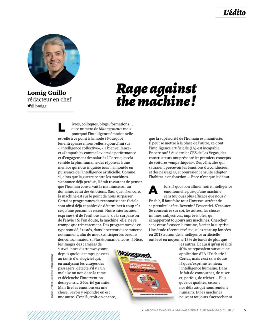 Très fier de vous présenter ce nouveau numéro de <a href="/ManagementMag/">MANAGEMENT Magazine</a>, le 2e de notre nouvelle formule, consacré aux neurosciences et à l’intelligence émotionnelle. #mustread !