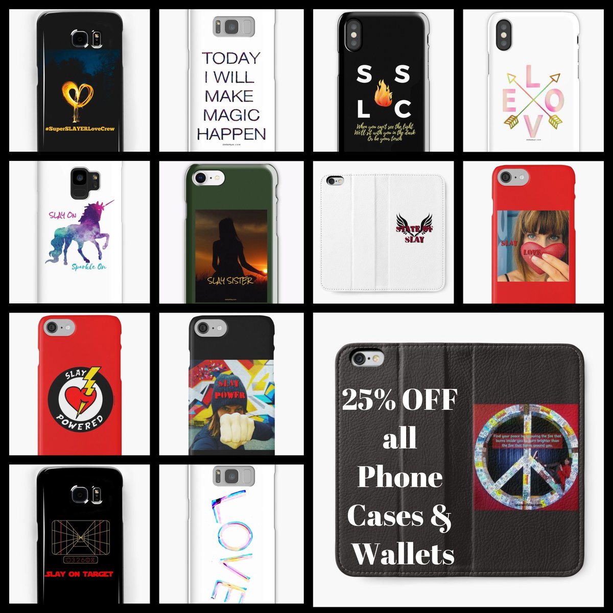 state_of_slay's tweet photo. Hey SLAYERS! 25% off all phone cases and wallets, tablet skins, and laptop skins and sleeves...laptops have arms? 🤔Use DEFEND at checkout! #ShopSaveSlay #SlaySale #SlayOn https://t.co/xkbSoaqcgh https://t.co/5LoZx6ZqDi