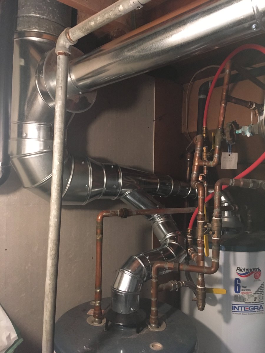LammersHeating's tweet photo. Awesome job by our guys on this furnace change out and water heater vent pipe repair. #Carrier @CarrierAtHome @CarrierLakes https://t.co/jBCioMp4VK