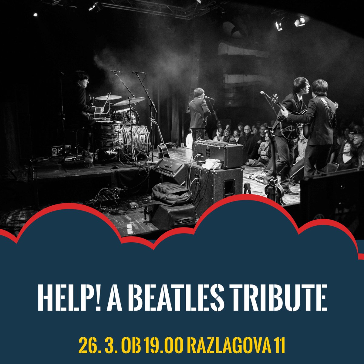 KUDCoda's tweet photo. Z obiskom koncerta nam boste pomagali do nove strehe nad glavo! #1: Help! A Beatles Tribute. Vstopnice: https://t.co/bv4Dvwa2um. #ujemimosanje https://t.co/ykUdp7ht2r