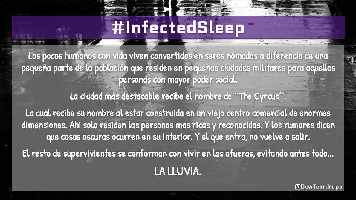 DewTeardrops's tweet photo. #InfectedSleep 

Vamos a comenzar con los datos básicos, es lo principal que se debe saber del AU.

⬇ Abajo, encontraréis un hilo con datos del mismo. Mejor explicado, las clases para los personajes... Personajes importantes en la historia, etc. https://t.co/XygrPty2u4