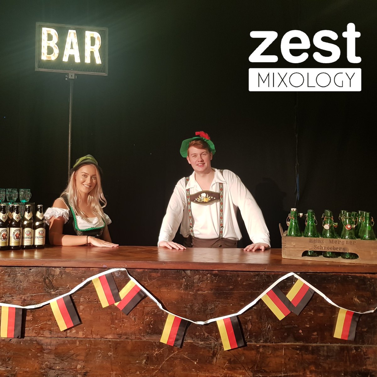🇩🇪 Prost! German Beer in steins were flying off this rustic bar last night with our suitably dressed bartenders.

Need a bar service with a theme? Let us help!

#barhire #bar #thirsty #thirstythursday #mixology #beer #popupbar #business #events #eventplanner #eventprofs