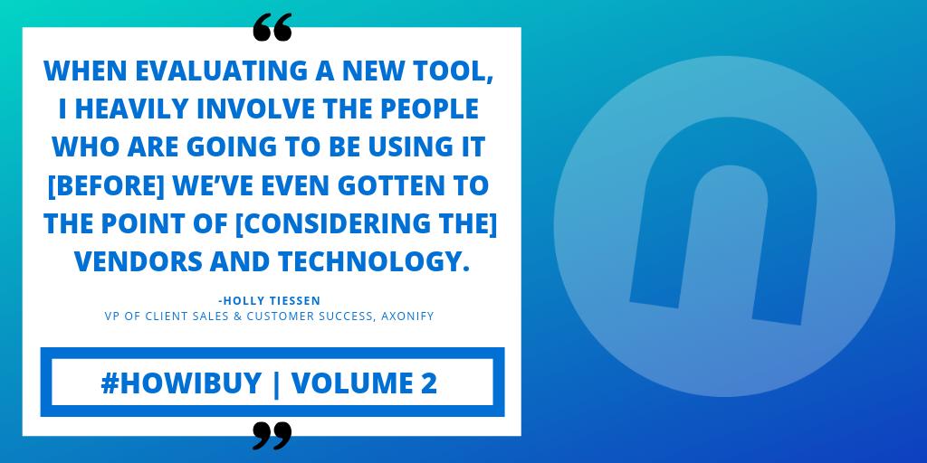 nudgeai's tweet photo. "We drill into questions like, 'Do we have a problem that needs solving?', 'What approach are we going to take?', 'Do we need to do something urgently?'" - @HollyTiessen. Read more insights from #tech execs in #HowIBuy Volume 2: https://t.co/Rie3rsMwKA #b2b #sales https://t.co/eKhkzcRLZv