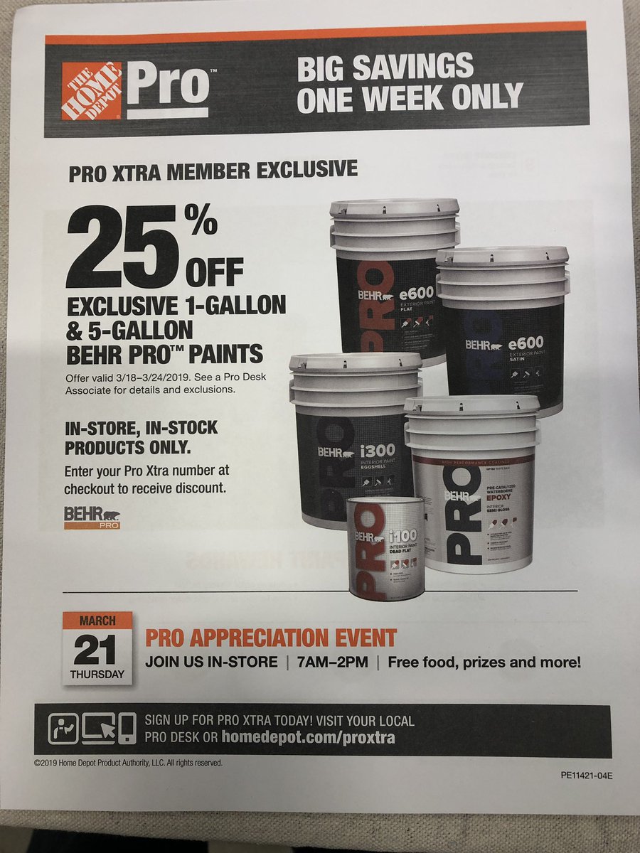 Larry Fewins-Bliss (@larryfrombehr) on Twitter photo It’s Pro Appreciation Day at your local Home Depot. You can find me at the West Flint location until 2 pm. Already had a pro take advantage of the 25% off Behr Pro Paint! <a href="/HD2716/">HomeDepotCorunnaRd</a> <a href="/DonMandeville/">Don Mandeville</a> <a href="/behr_ray/">Ray Behr</a> It’s Pro Appreciation Day at your local Home Depot. You can find me at the West Flint location until 2 pm. Already had a pro take advantage of the 25% off Behr Pro Paint! <a href="/HD2716/">HomeDepotCorunnaRd</a> <a href="/DonMandeville/">Don Mandeville</a> <a href="/behr_ray/">Ray Behr</a>