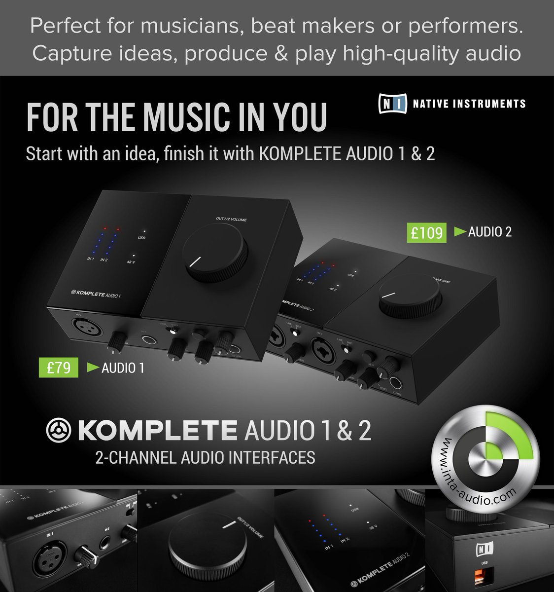 Now In Stock! The <a href="/ni_news/">Native Instruments</a> Komplete 1 &amp; 2 Audio Interfaces! Containing a wide range of software from Maschine Essentials to <a href="/Ableton/">Ableton</a> Live Lite, an essential for your studio! Hurry! Stock is limited at: inta-audio.com/native-instrum… inta-audio.com/native-instrum… #nativeinstruments #interface