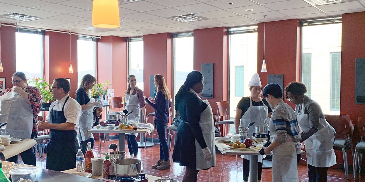 PSAFinancial's tweet photo. Yesterday, our client, LEARN Behavioral, hosted their HR summit at PSA in the form of a cooking demonstration with @cookingwithegg. We welcome all of our clients and partners to use our many complimentary event facilities for all their seminar and meeting needs. #PSApartnership https://t.co/MJStAfsy1X