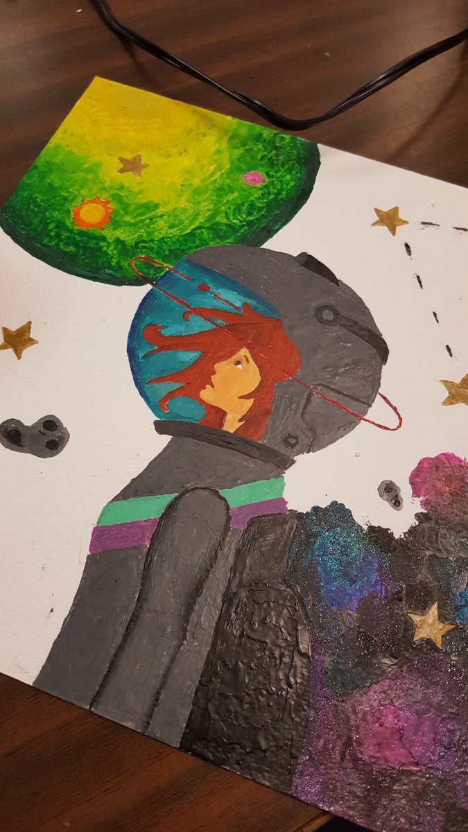 KacieMummert's tweet photo. 8th grade Cray-pen drawing in progress! Artwork idea was developed using terra forma cards. #cobbARTrocks #youthartmonth #YAM2019 @TerraFormaCards https://t.co/bGCJD6UxgB