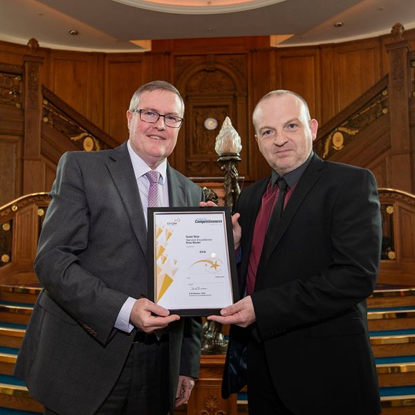 LF_Fasthouse's tweet photo. Delighted to have supported the Best Performing Companies Conference &amp; Awards, which took place last week at Titanic Belfast. Thanks &amp; congrats to all involved. William Ussher, FastHouse, presenting the EFQM Gold Star award to Jonathon Bethel, Miscampbell, and Paul McCallion, DVA https://t.co/X0lLgGLJ7R