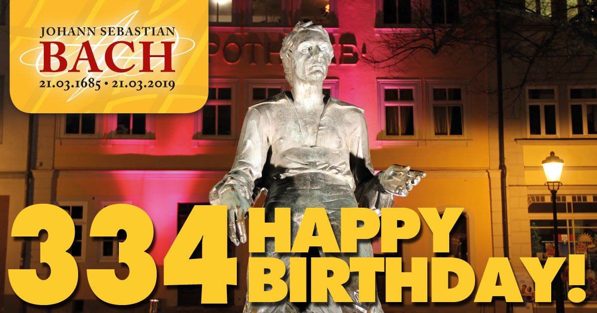 #HappyBirthday Johann Sebastian #Bach! Einer der größten Musiker und Komponisten aller Zeiten wurde heute vor 334 Jahren geboren. Ihm zu Ehren veranstalten wir in diesem Jahr bereits unser 15. Bach-Festival in @Arnstadt. #JSB #JSBach #JSB #BachDoodle
