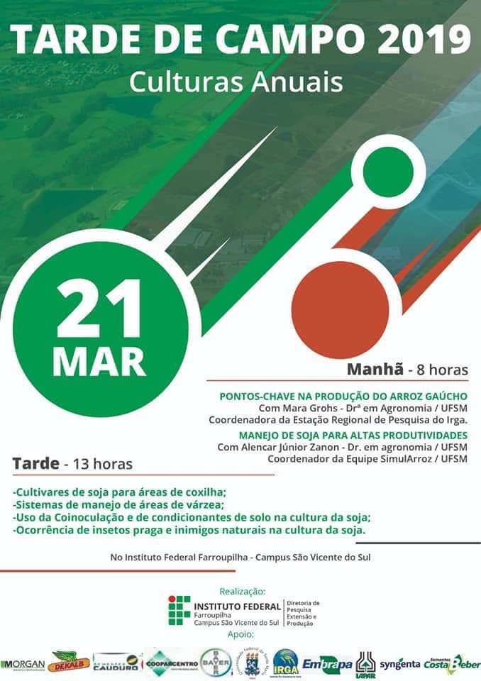 efieldcrops's tweet photo. ⚠️⚠️ É hoje 🔝🔝

🌱🌱A Equipe SimulArroz estará presente no evento e participando com a estação "Manejo de soja para altas produtividades". 🌱🌱

#soja #manejo #simularroz https://t.co/mvcowonZrc