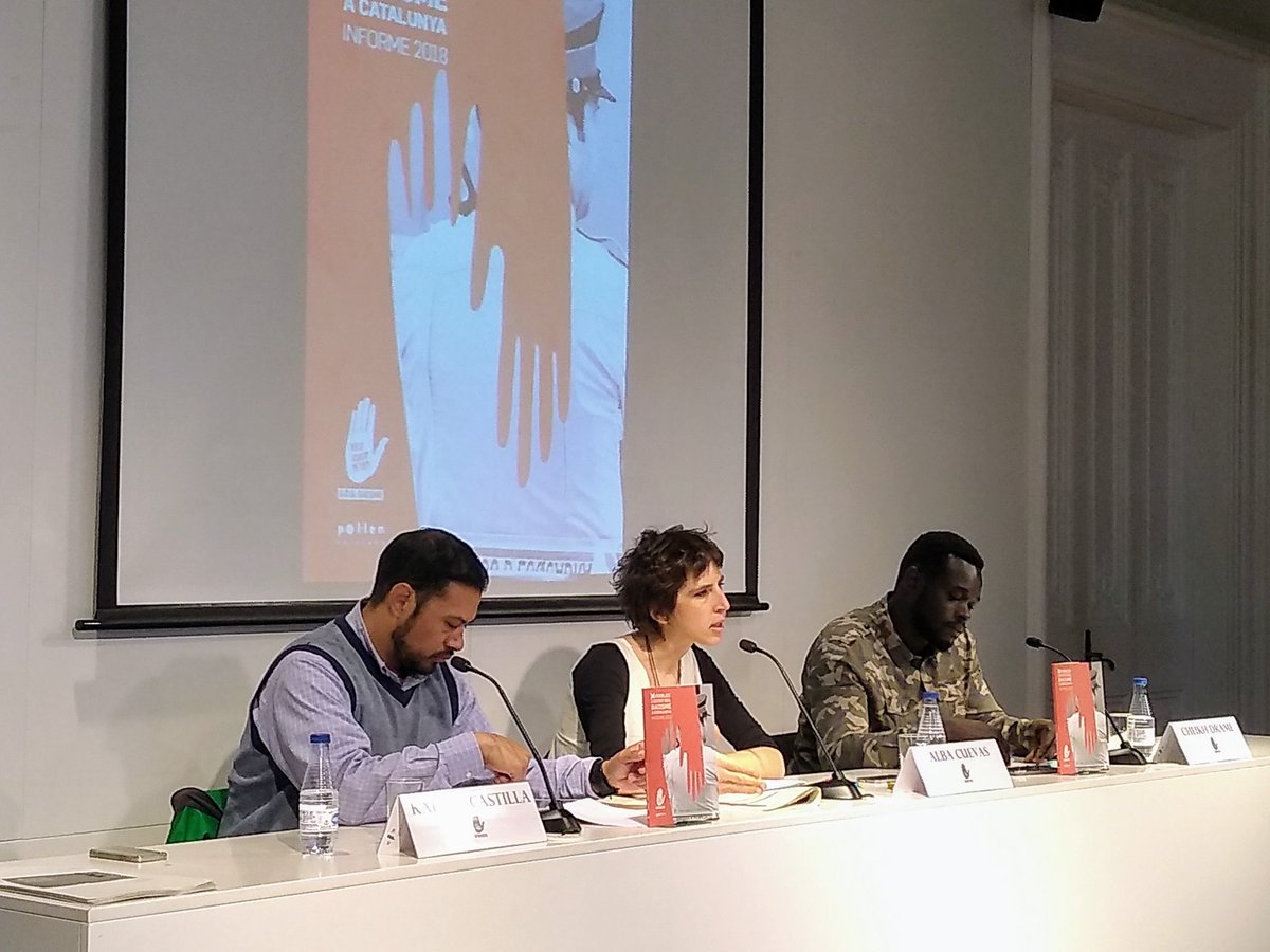 Roda de premsa:
Avui, #DiaContraElRacisme, presentem l'informe anual 2018 #RacismeACatalunya a <a href="/periodistes_cat/">Col·legi de Periodistes de Catalunya</a>
El 2018 hem atès 529 persones: Alba Cuevas