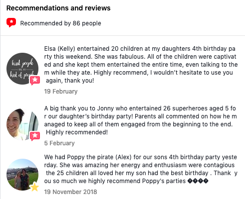 PoppysPartiesUK's tweet photo. Don't just take us at our word, take our party goers words on how we can help you make your child's birthday a magical shindig! #poppysparties #reviews #PositiveVibes #birthdayparties #partyentertainer #magical https://t.co/aKzlPN54Kt
