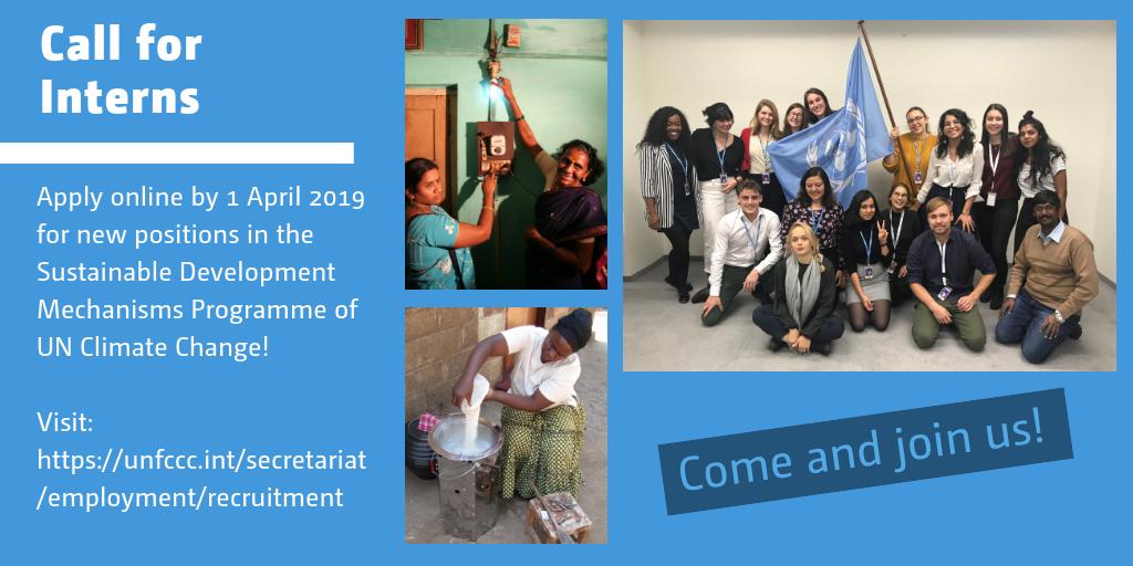 Are you studying engineering, economics, environmental sciences, statistics, or a related field, and would like to put your skills to the service of #climateaction? Apply to work with us at <a href="/UNFCCC/">UN Climate Change</a> until 1 April! bit.ly/2UQ1NZK and bit.ly/2WbnvYl