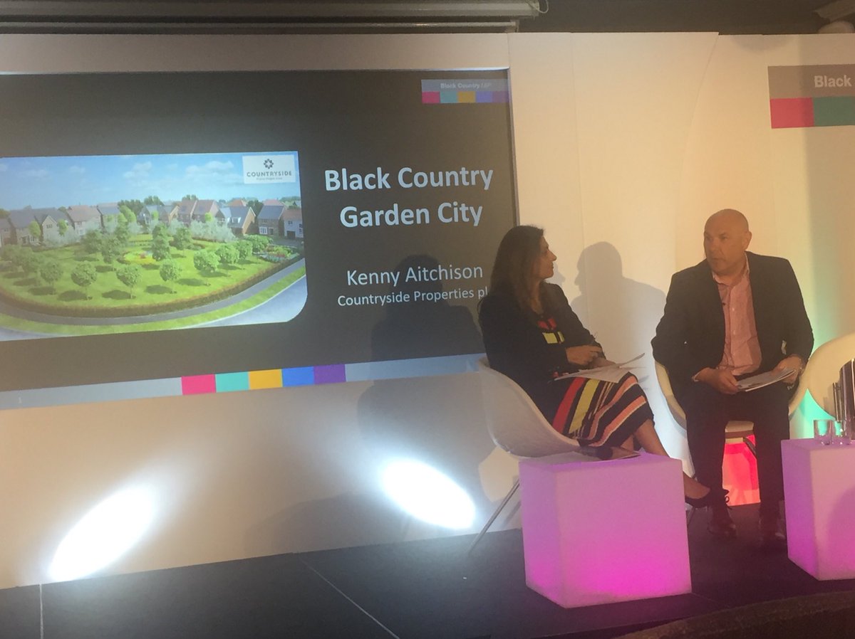 BCUIM's tweet photo. Kenny Aitchison of Countryside Properties - “Places People Love” - speaks of innovative housing developments in Black Country. Picture is cgi of Bilston Urban Village, where construction has just started. #BCLEPConference19 https://t.co/TMF46ies28