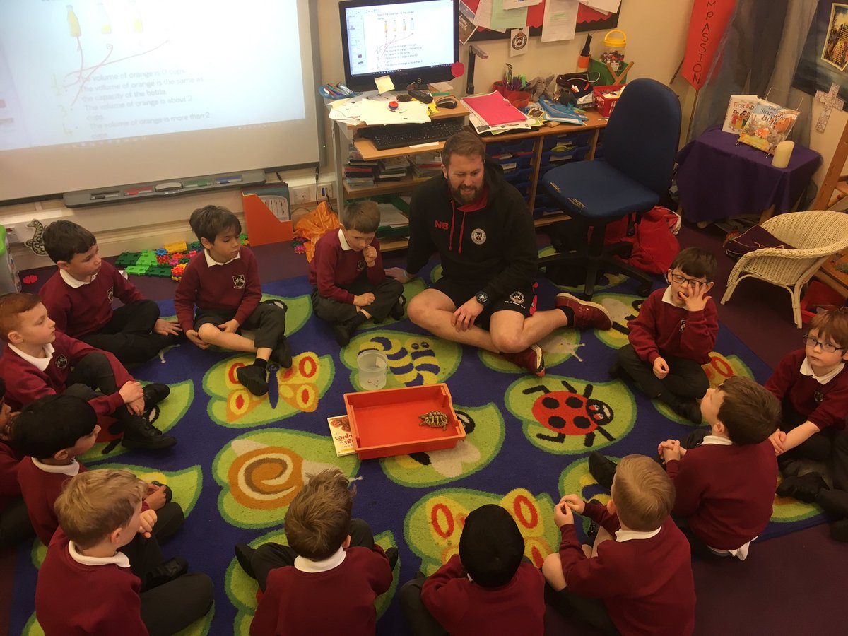 StColumbasLPrep's tweet photo. A special visit from Titus the tortoise. #SCCPrep1 are learning how to care for a special pet @RSPCA_official #SCCCompassion https://t.co/yD9iguKxQL