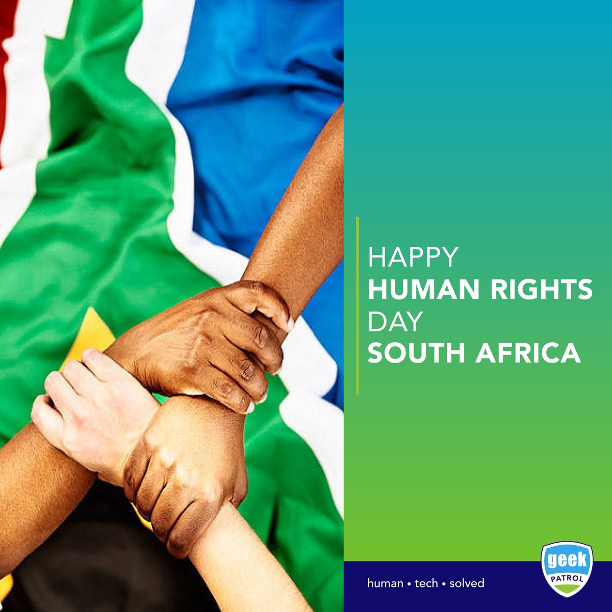 Geek__ZA's tweet photo. Today is a reminder and a celebration. A celebration of how far we have come as a country. Happy Human Rights Day South Africa 🇿🇦
#HumanRightsDay #SouthAfrica #GeekPatrolZa #HumanTechSolved https://t.co/QTcqpfxfGc