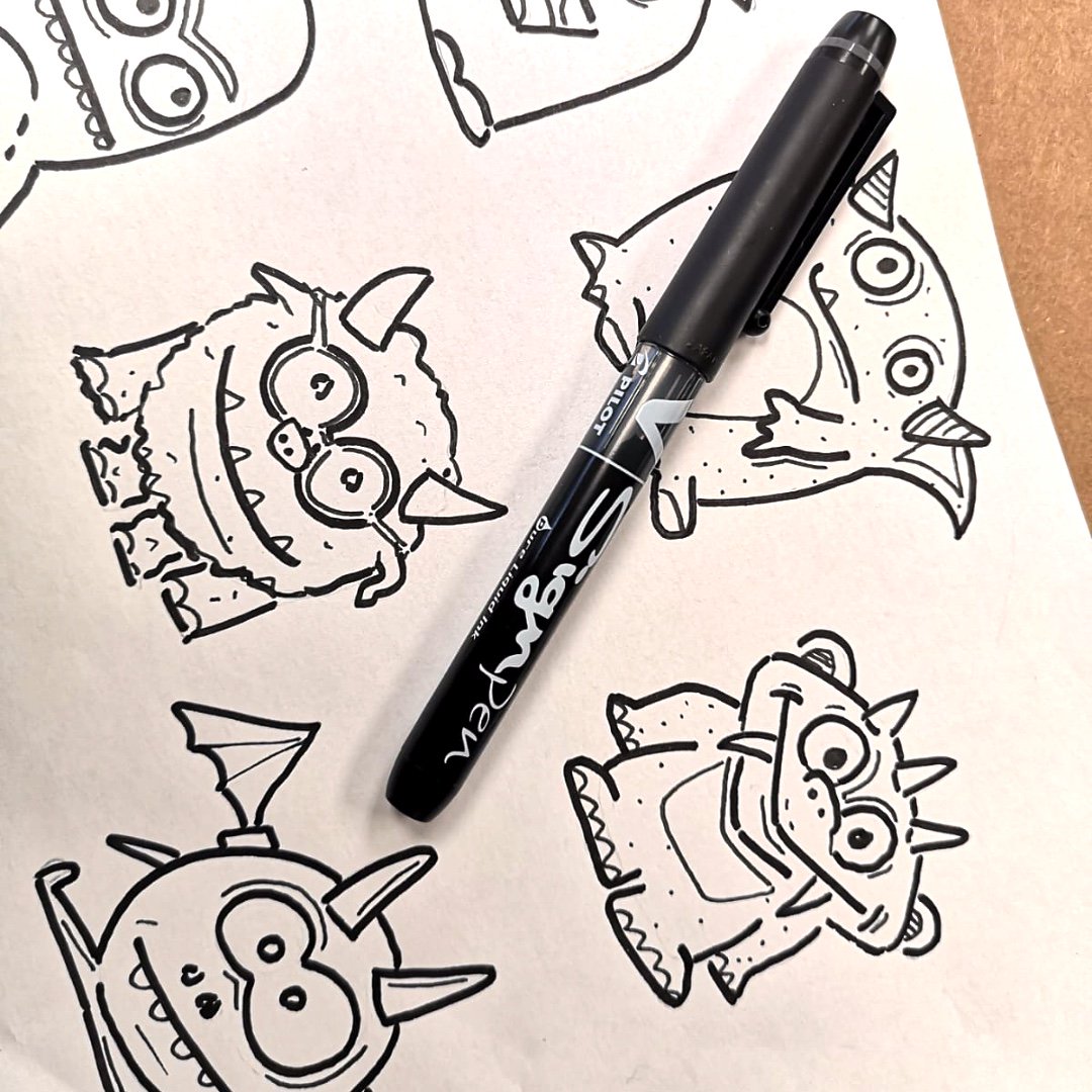 PilotPenUK's tweet photo. #MonsterThursdays ๐ฐ Here's some quick monsters we doodled up. Can you do better!?! Tag us in your #masterpieces, let's see what you got!! #ROAR
.
.
#Creative #Monstors #Art #Doodles #VSignPen #PilotPenUk https://t.co/XZdJuK8rwu