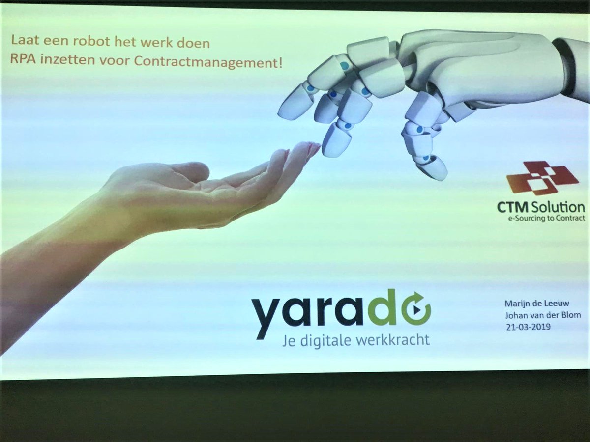 CTMsolution's tweet image. Zien we jou zo bij onze deelsessie? Kom om 13.45 naar Fluor en ontdek wat robotisering voor uw contractmanagement kan betekenen! #cmdag19 #CTMsolution #yarado #rpa