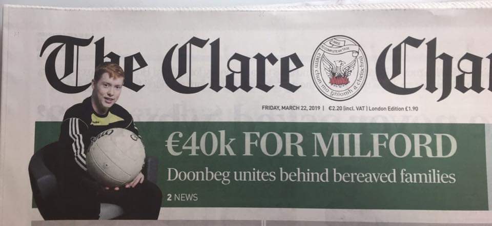 DoonbegFootball's tweet image. Front page of the @clarechampion today. These lads are a huge credit to their families and the club. 👏👏