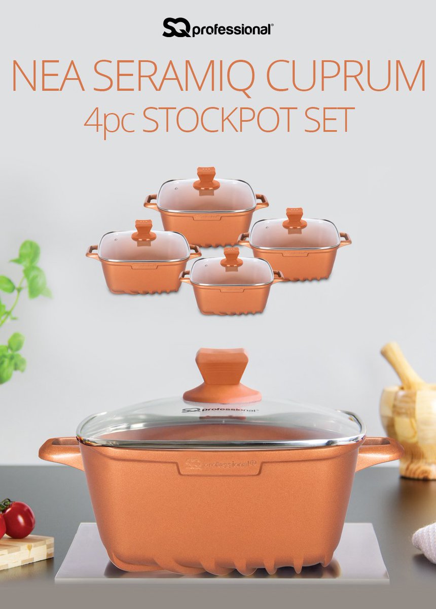 SQ_Professional's tweet photo. NEW PRODUCT ALERT! 
Check out the stunning NEA SERAMIQ CUPRUM 4pc SQUARE STOCKPOT SET
Discover more here: https://t.co/6UuzKQYZXA

#sqpro #sqprofessional #cookware #designcookware #foodporn #foodblogger #kitchen https://t.co/kXOjZmvEjO