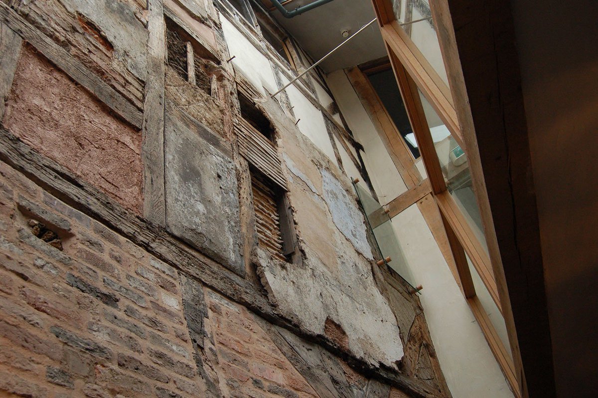 LEPArchitects's tweet photo. Condition survey progressing well at the Staircase House, Stockport. Fascinating to get close to this historic building. https://t.co/QURhG4y3Ue
