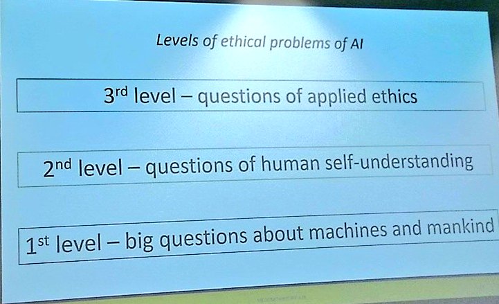 DominikGolle's tweet photo. Panel zu #Ethik in der #Digitalisierung bei der #dwg19. Hier nochmal die 3 Ebenen ethischer Probleme von #KI von @afilipovic vorgestellt bei der #Verbraucherbelange19 https://t.co/4jAB9q5OI7