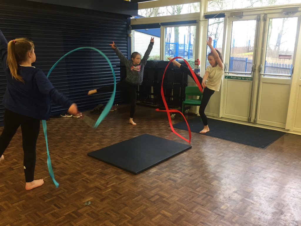 hurstknollstja's tweet photo. Rhythmic gymnastics with ribbons in year 5 today. Don't worry parents we'll untangle them all before we send them home! https://t.co/8JQDmOVO0X