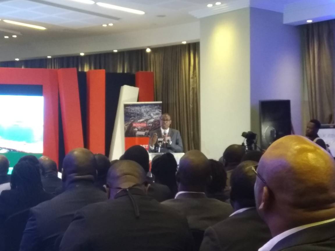 PwC_Nigeria's tweet photo. Minister of Industry, Trade & Investment, Dr Okechukwu Enelamah up now to give presentation on "Re-building" the Nigerian economy at the @BusinessDayNg #PostElectionOutlook Conference. https://t.co/hohmAoIe3m