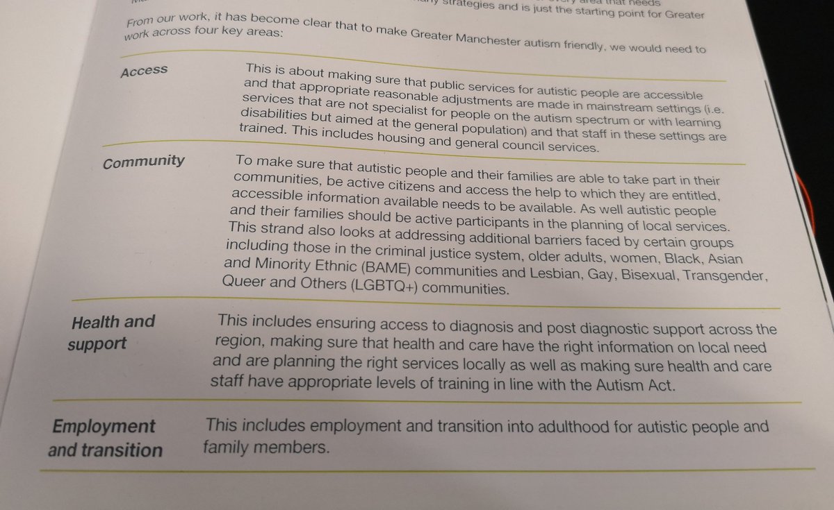 The strategy covers four areas: access, community, health and support, and employment and transition. #autismfriendlyGM