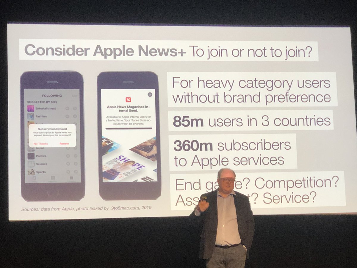 misler's tweet photo. Inspiring .@g_piechota shows similarities of travel industry with publishers: Differentiate content by channel, for example when considering joining Apple News. #inmasubscriptions https://t.co/w82aD6GvvA
