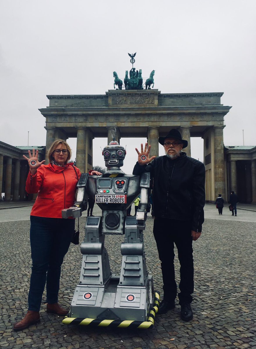 BanKillerRobots's tweet image. Our campaigners have landed in Berlin! We call on the German government, @GermanyDiplo &amp;amp; PM @HeikoMaas to take the lead and launch formal negotiations to prohibit fully autonomous weapons #KillerRobotsGer