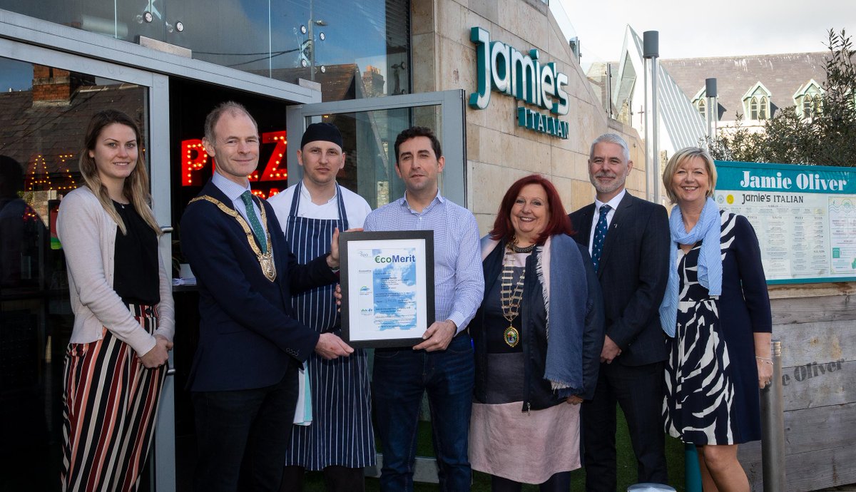 dlrcc's tweet photo. #EcoMerit certificate awarded to Jamie's Italian, on the 19th March 2019. Read more here: https://t.co/tBMJD6dhcx https://t.co/gqem8nc1ag