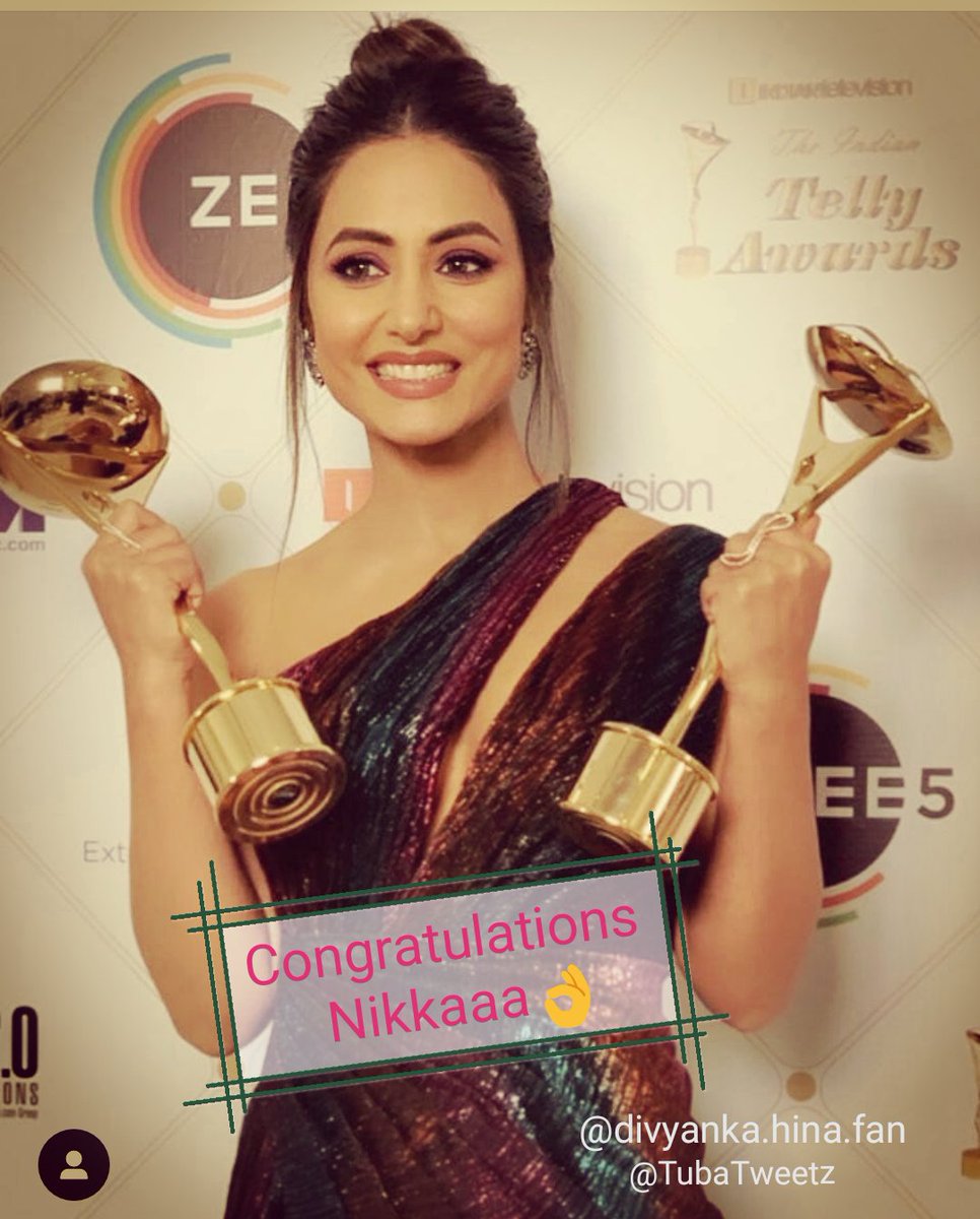 tubaa_writes_'s tweet photo. Congratulations Nikaaaa💃💃
@eyehinakhan di you got Best actress in a Negative role❤❤ Trully Deserved👌👌
You are doing a great job as #komolika 
Soo proud of u Nikaaa
Yeahh💃💃💃💃
#indiantellyawards2019 
#bestactorinnegativerole 
#hinakhan https://t.co/eiYpvBETLy