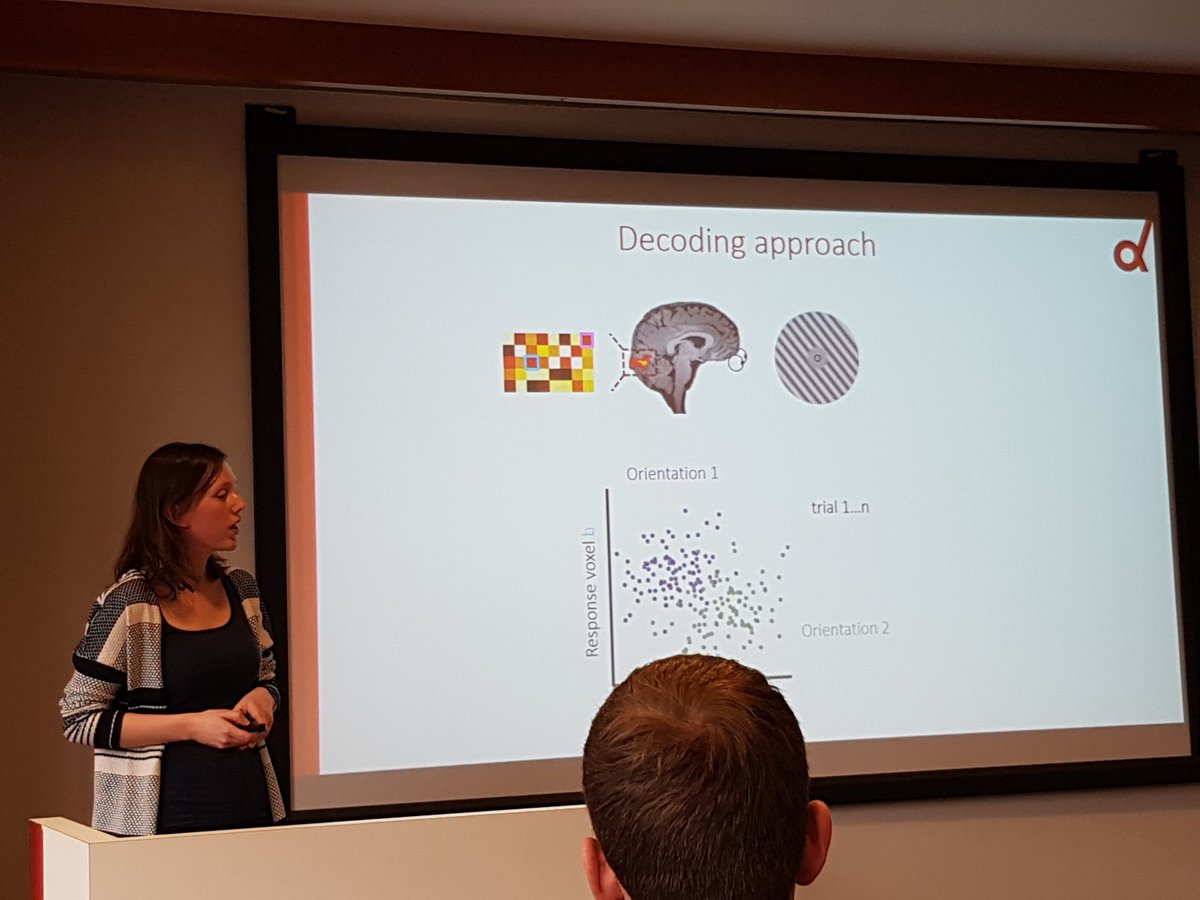 DondersSessions's tweet photo. Laura Geurts describes a decoding approach that, considering imprecise variable trial-by-trial BOLD responses to stimuli, tries to find the signal in the noise. #MethodsMarket https://t.co/5mczdB9dhD
