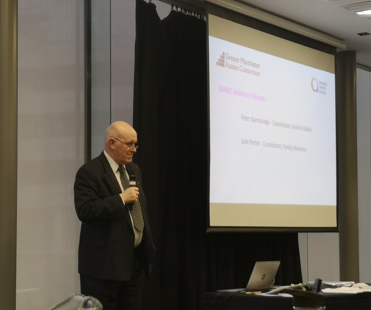 We're also hearing from the chairs, Julie and Peter, from <a href="/GMAutismC/">GM Autism Consortium</a>'s two groups: for carers/family members and autistic people. They're an important way for people to get involved. 
#autismfriendlyGM