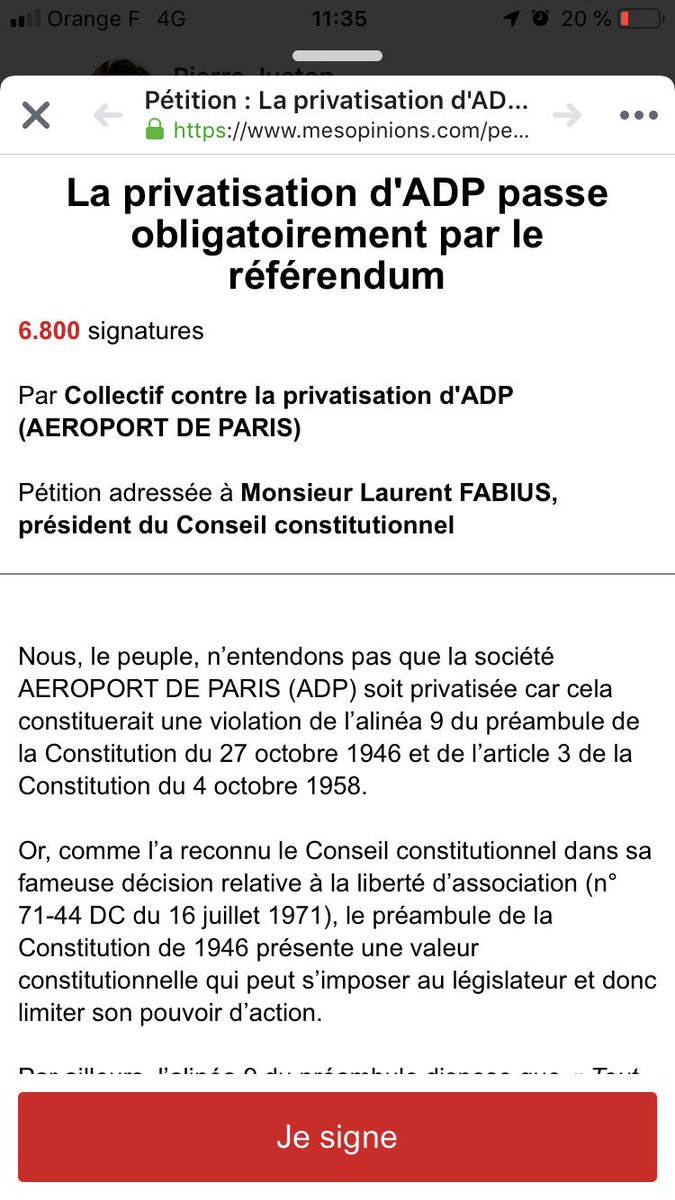 Juston_Pierre's tweet photo. 🔴 PRIVATISATION d’#ADP PRÉSERVONS NOS INTÉRÊTS ÉCONOMIQUES NATIONAUX 🔴 
Notre pétition atteint plus de 6000 signatures en moins de 24h ‼️
Avec @AgagBoudjahlat, @Pr_MTD ou encore @RomainCujives, nous demandons un rédérendum ! 

⬇️ POUR SIGNER C’EST ICI ⬇️
https://t.co/k63ZeqIgq9 https://t.co/WFQ0dSu46t